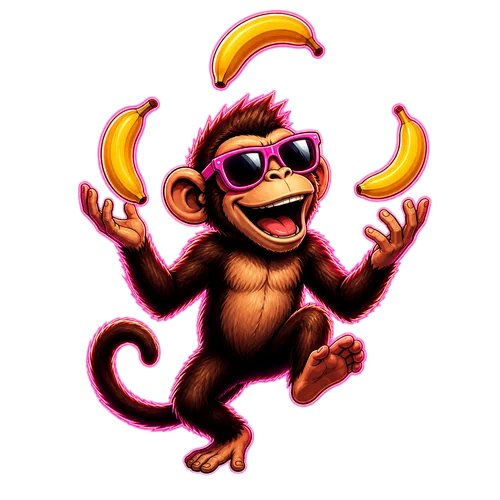 Billboard Monkey mascot juggling bananas