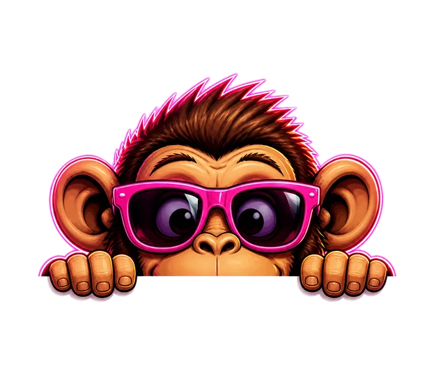 Billboard Monkey mascot peeking over the edge